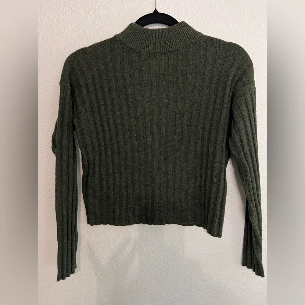 Madewell Mockneck Crop Sweater Green Heather Dark Forest Size XXS. - Picture 5 of 8